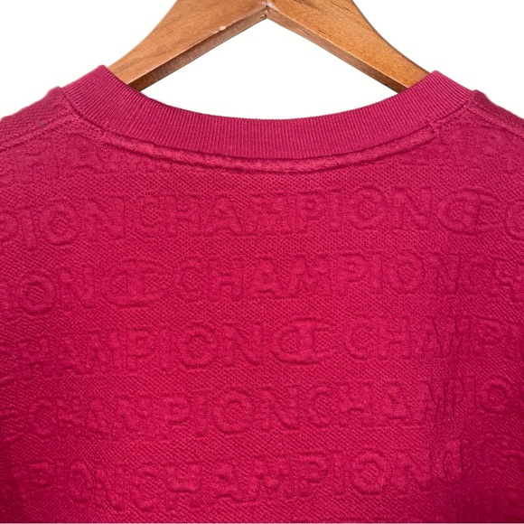 Champion Women’s Cropped Red Embossed Logo Sweatshirt Long Sleeve Size S EUC - Picture 14 of 16